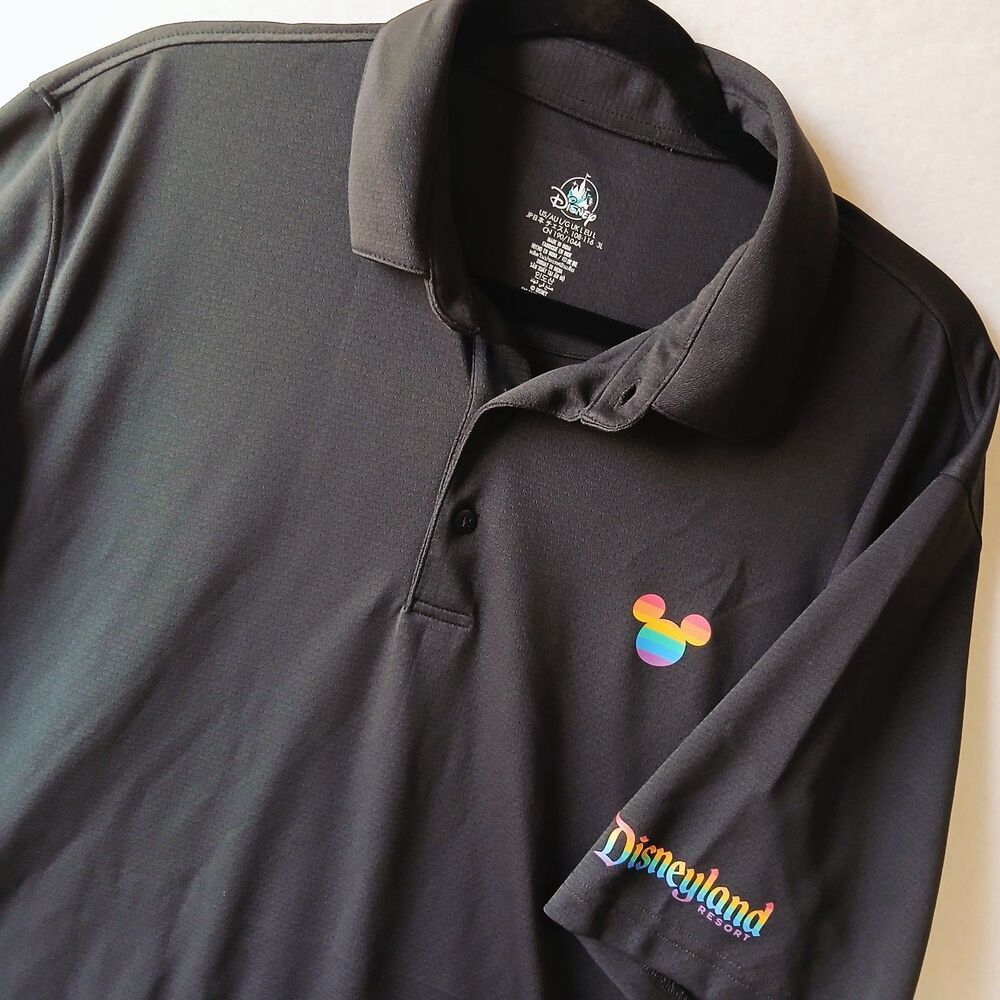 RARE Disneyland Shirt Men’s L Navy Polo Walt Disney Mickey Mouse Rainbow #820